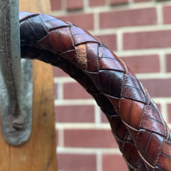 Gently Used Fossil - Colorful Striped Cloth Handbag with Braided Leather Handles - Picture 9 of 16